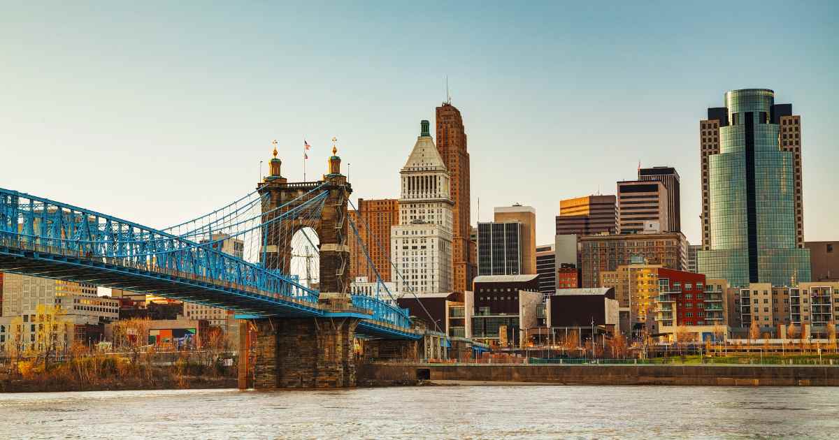 John A. Roebling Suspension Bridge in Cincinnati, OH.