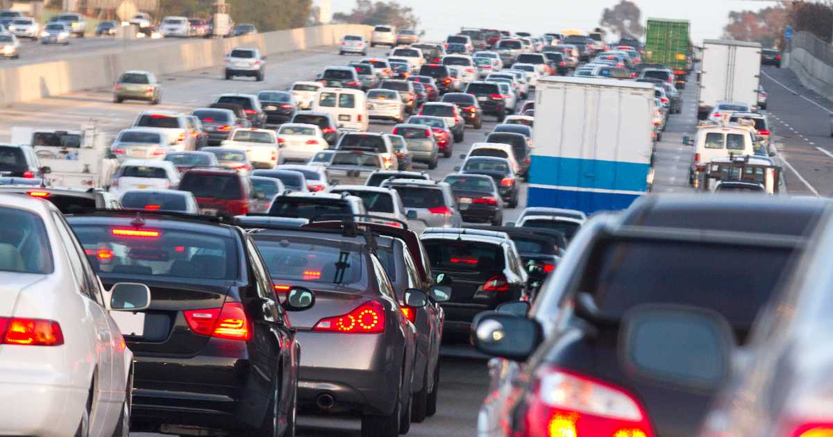 Freeway traffic on Interstate 5 in CA.